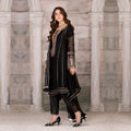 3 Piece Embroidered Black Chiffon Frock - Sherry's wardrobe