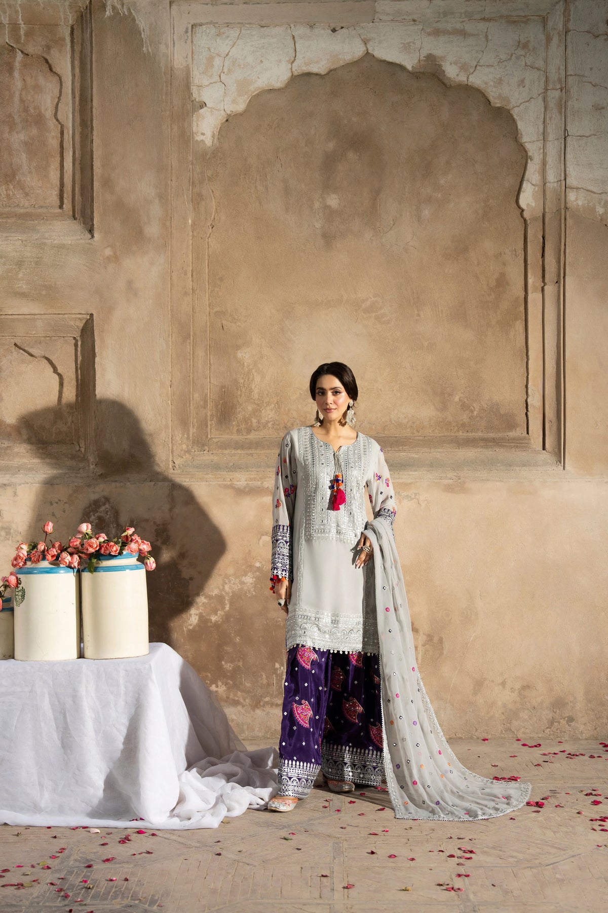 Karma - Saj Dhaj - F-526  Silver & Royal