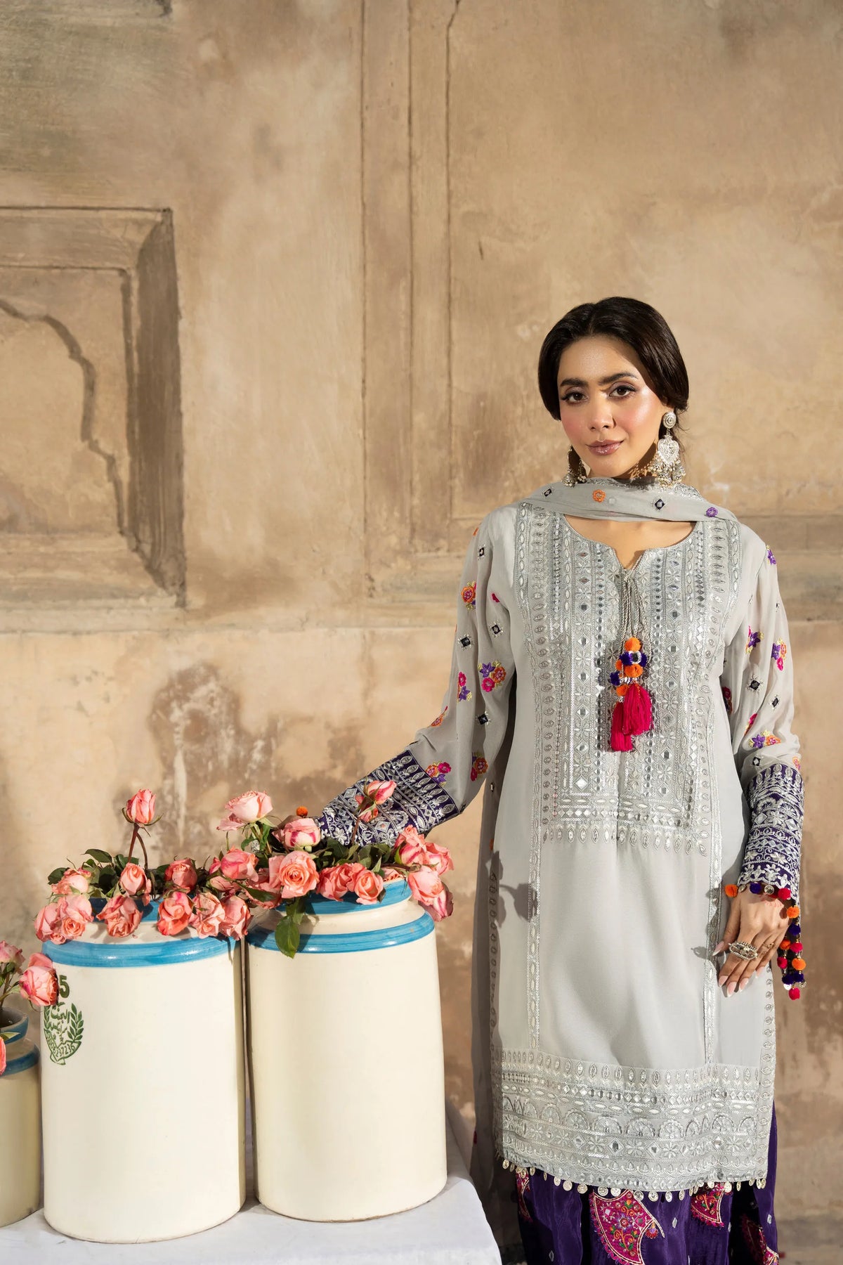 Karma - Saj Dhaj - F-526  Silver & Royal